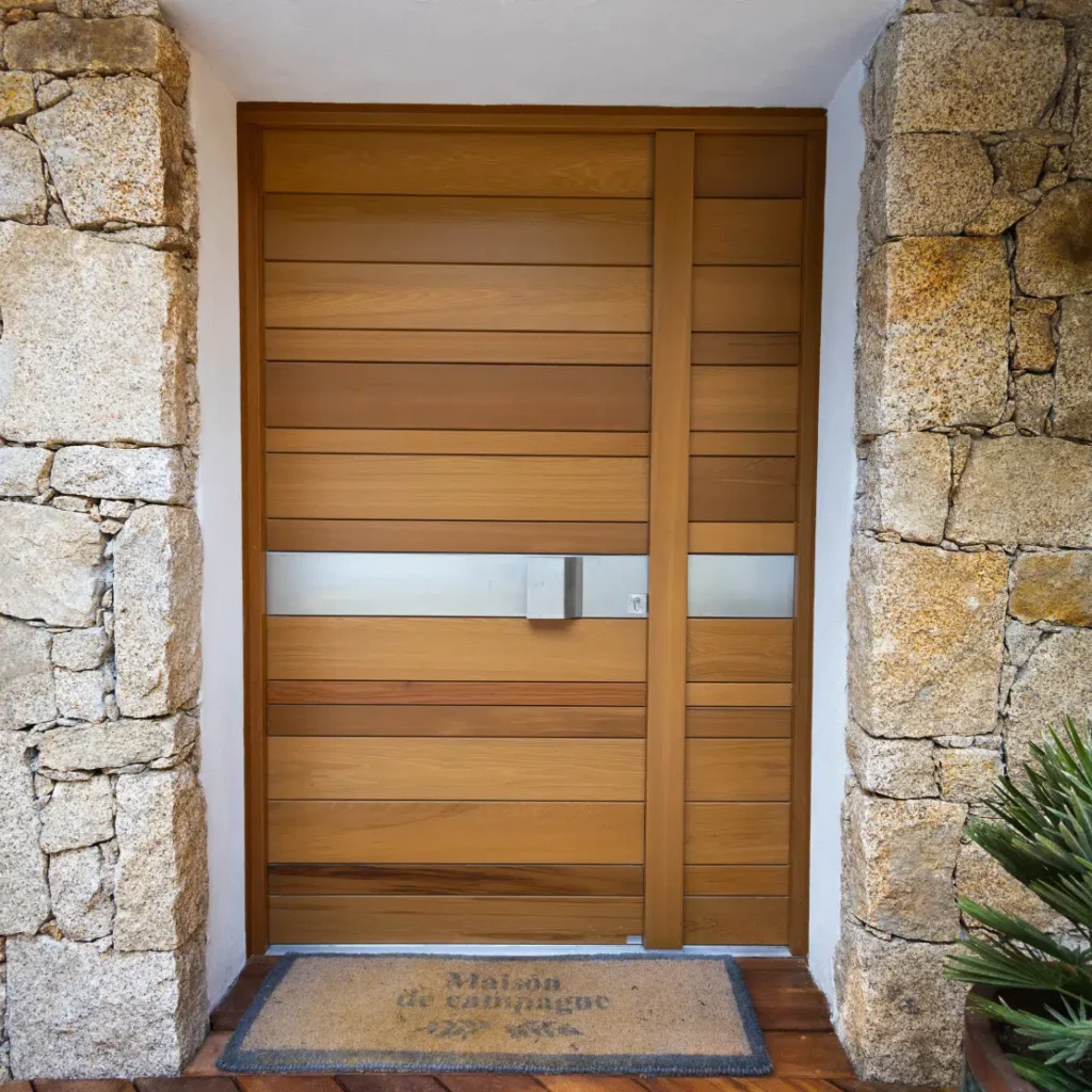 Porte d’entrée bois, réalisation AZ Habitat
